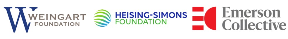 Weingart Foundation logo, Heising-Simons Foundation logo, Emerson Collective logo