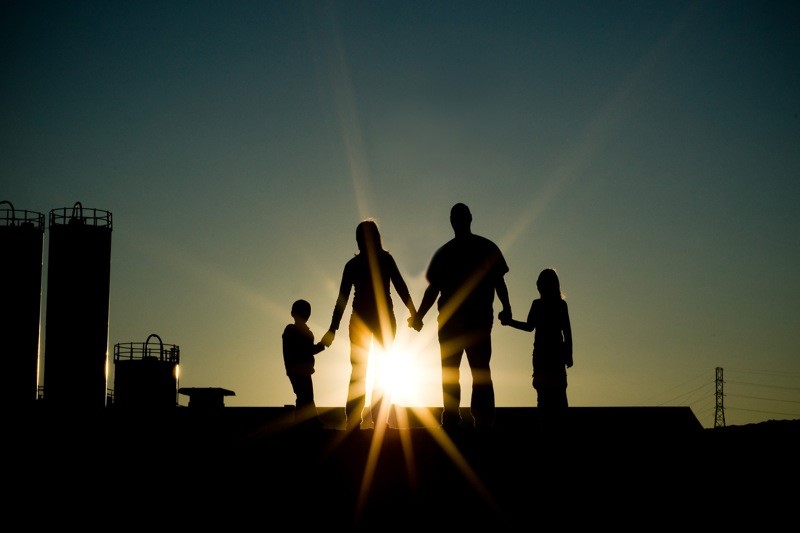 Family at sunset