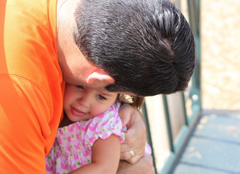 Father and daughter hug