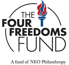 Four Freedoms Fund logo with red and blue torch