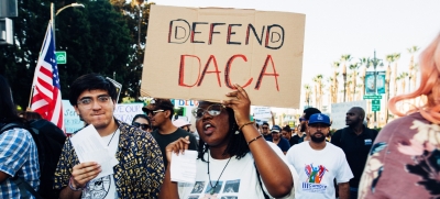 Group of protestors advocating to protect DACA and DACA recipients.