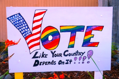 Sign that says, "Vote Like Your Country Depends On It"